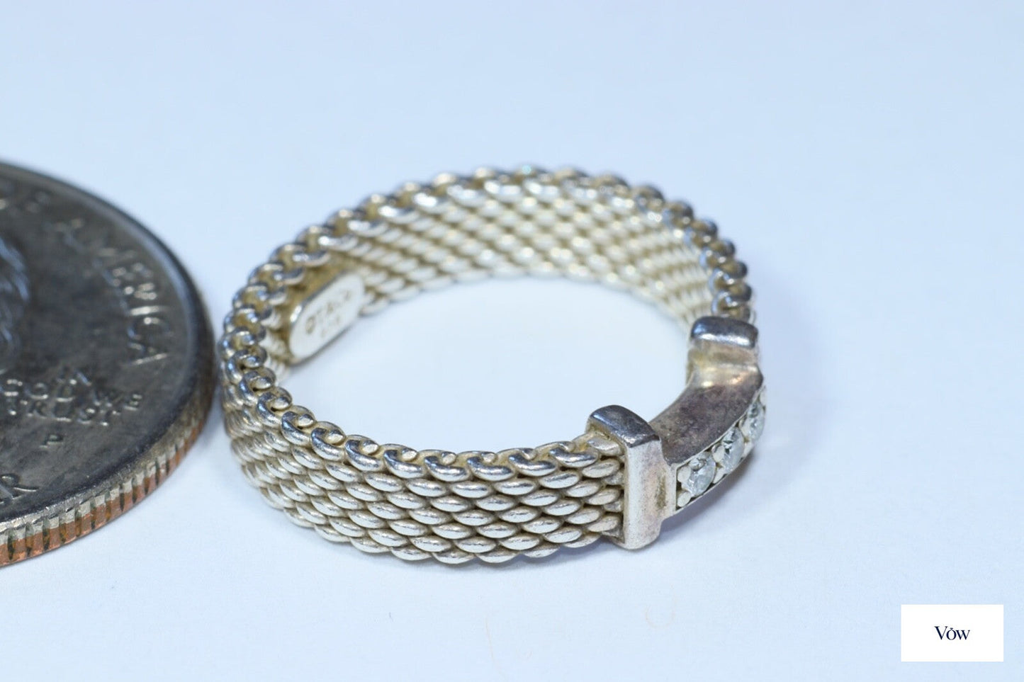 Tiffany & Co. Woven Diamond Ring — Silver — Authentic Pre-Owned