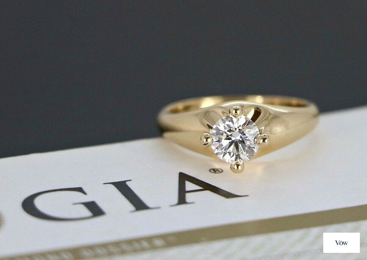 Bulgari Diamond Engagement Ring — 0.58ct Round, Yellow Gold — Authentic Pre-Owned