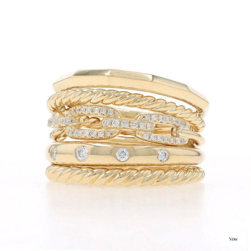 David Yurman Stax Diamond Band — 0.25ct Round, 18k Yellow Gold — Authentic Pre-Owned