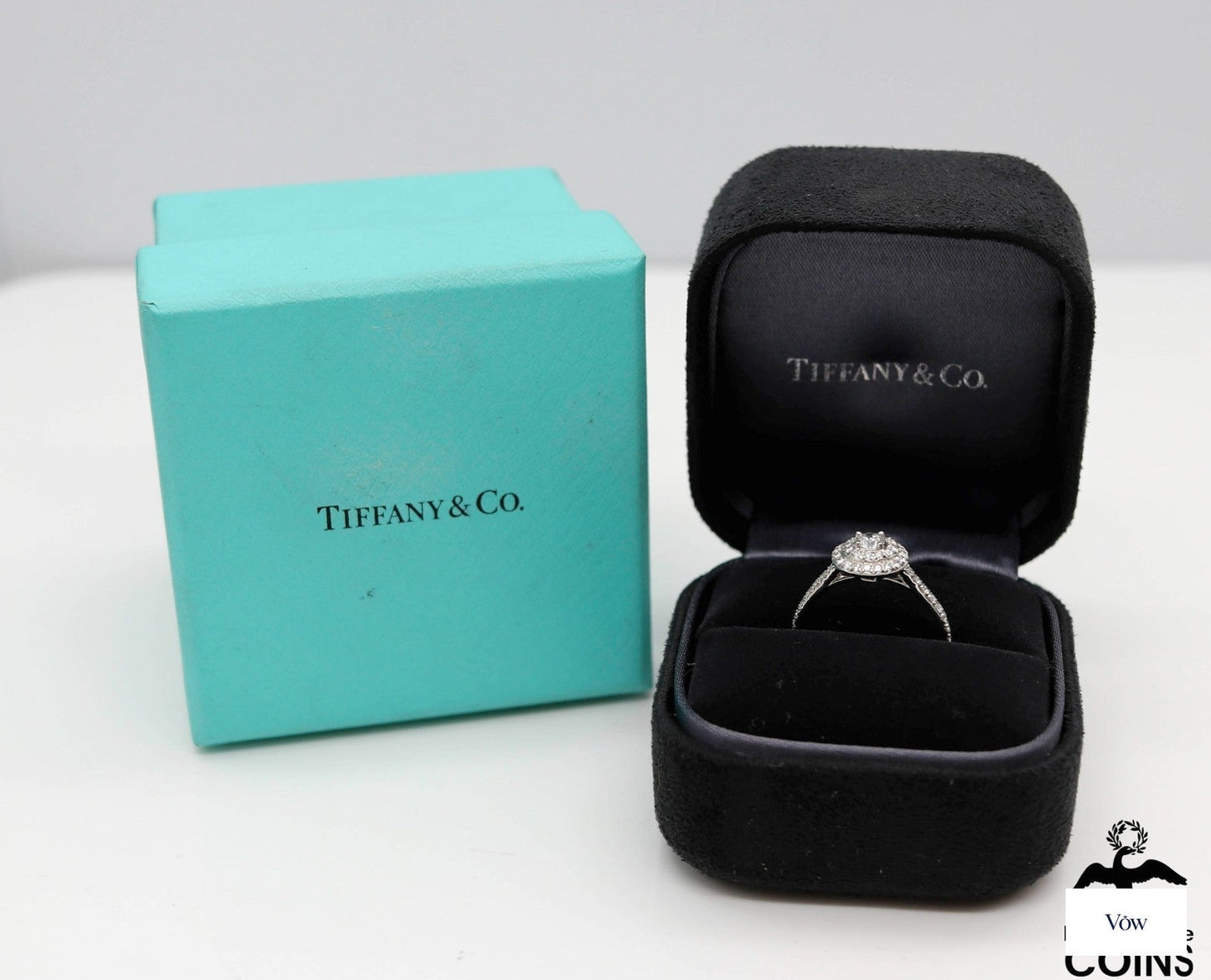 Tiffany & Co. Diamond Halo Engagement Ring — 0.46ct, Platinum — Authentic Pre-Owned