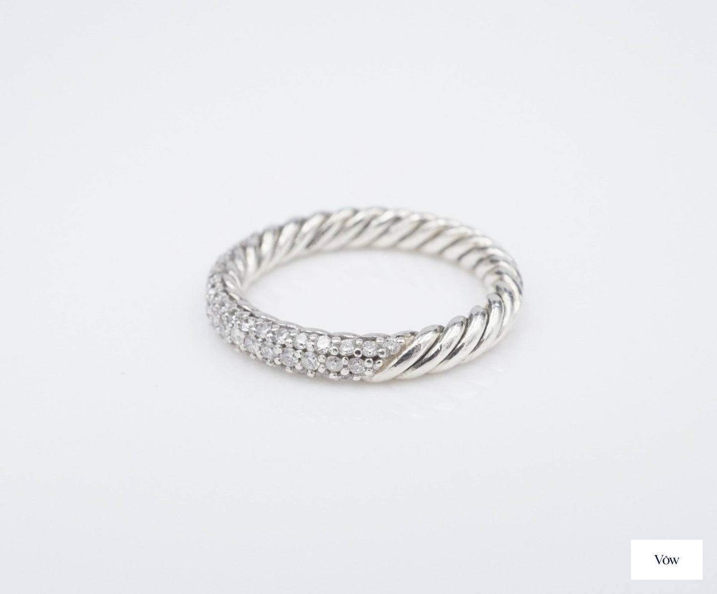 David Yurman Petite Pave Stack Ring — Sterling Silver — Authentic Pre-Owned