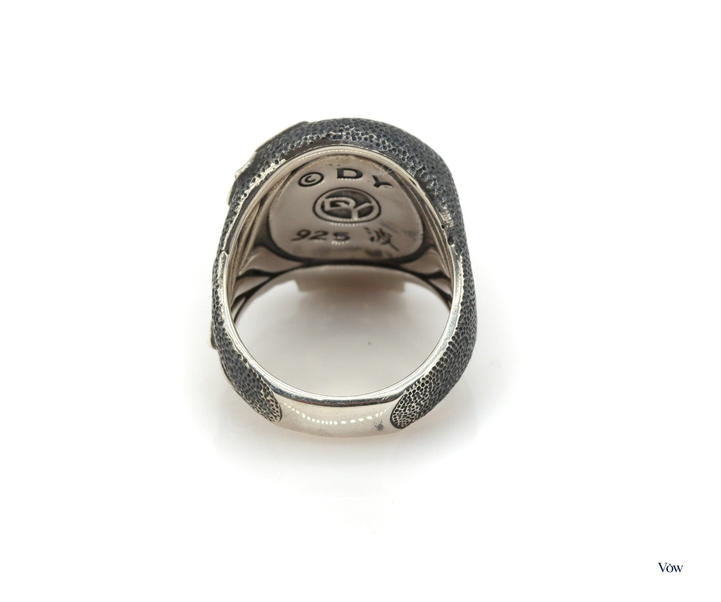 David Yurman Waves Skull Ring — Black Diamond Pavé, Sterling Silver — Authentic Pre-Owned