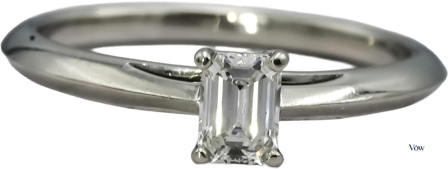 Tiffany & Co. Emerald Cut Diamond Solitaire — 0.35ct, Platinum — Authentic Pre-Owned