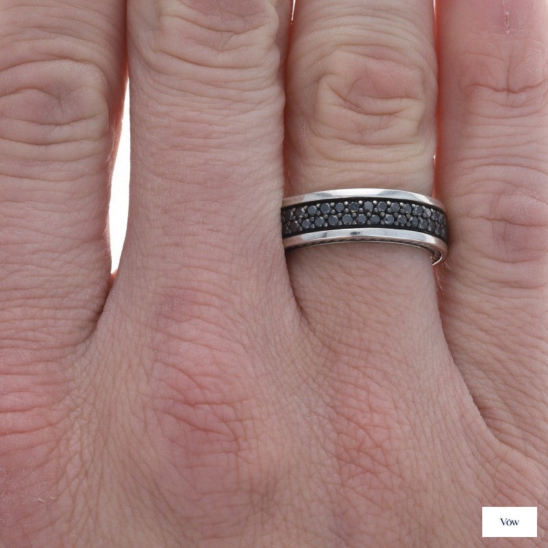 David Yurman Streamline Two Row — 1.40ct Black Diamond Men's Band, Sterling Silver — Authentic Pre-Owned