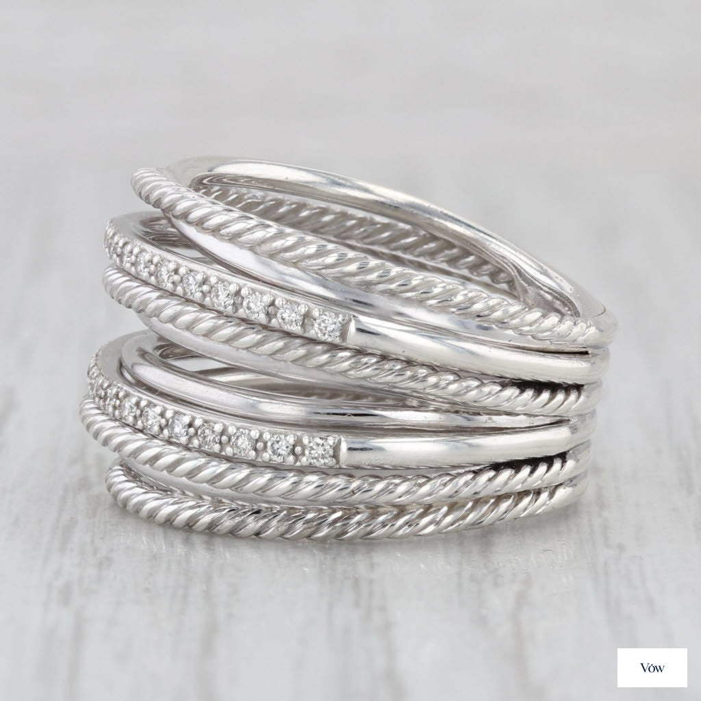 David Yurman Crossover Ring — 0.30ct Diamond, Sterling Silver — Authentic Pre-Owned