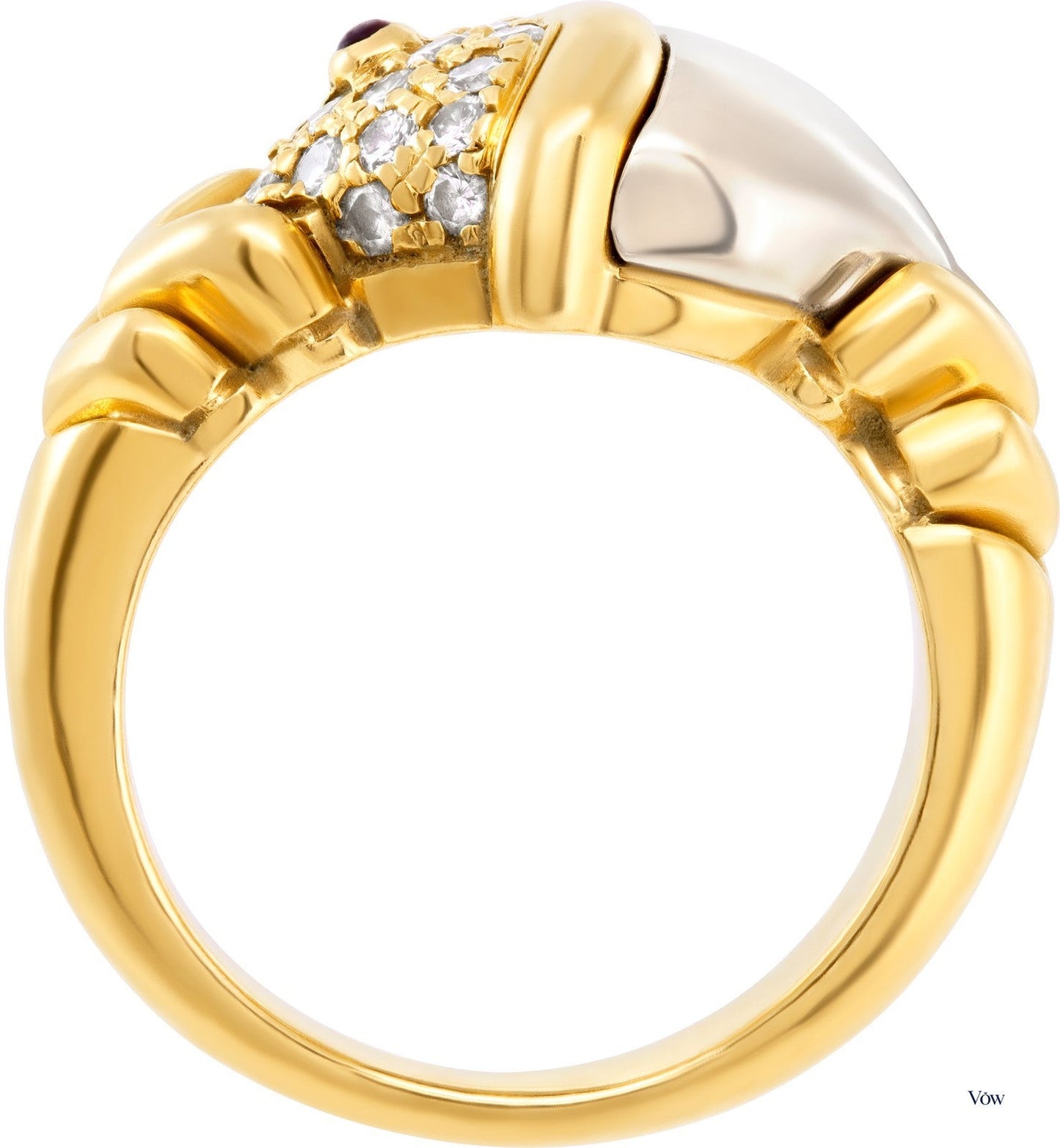 Bulgari Naturalia Fish Ring — 0.25ct Diamond, 18k Gold — Authentic Pre-Owned