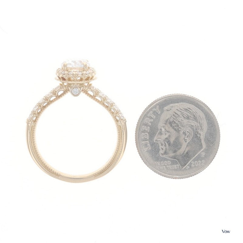 Verragio Semi-Mount Halo — 0.60ct Oval, 14k Yellow Gold — Authentic Pre-Owned