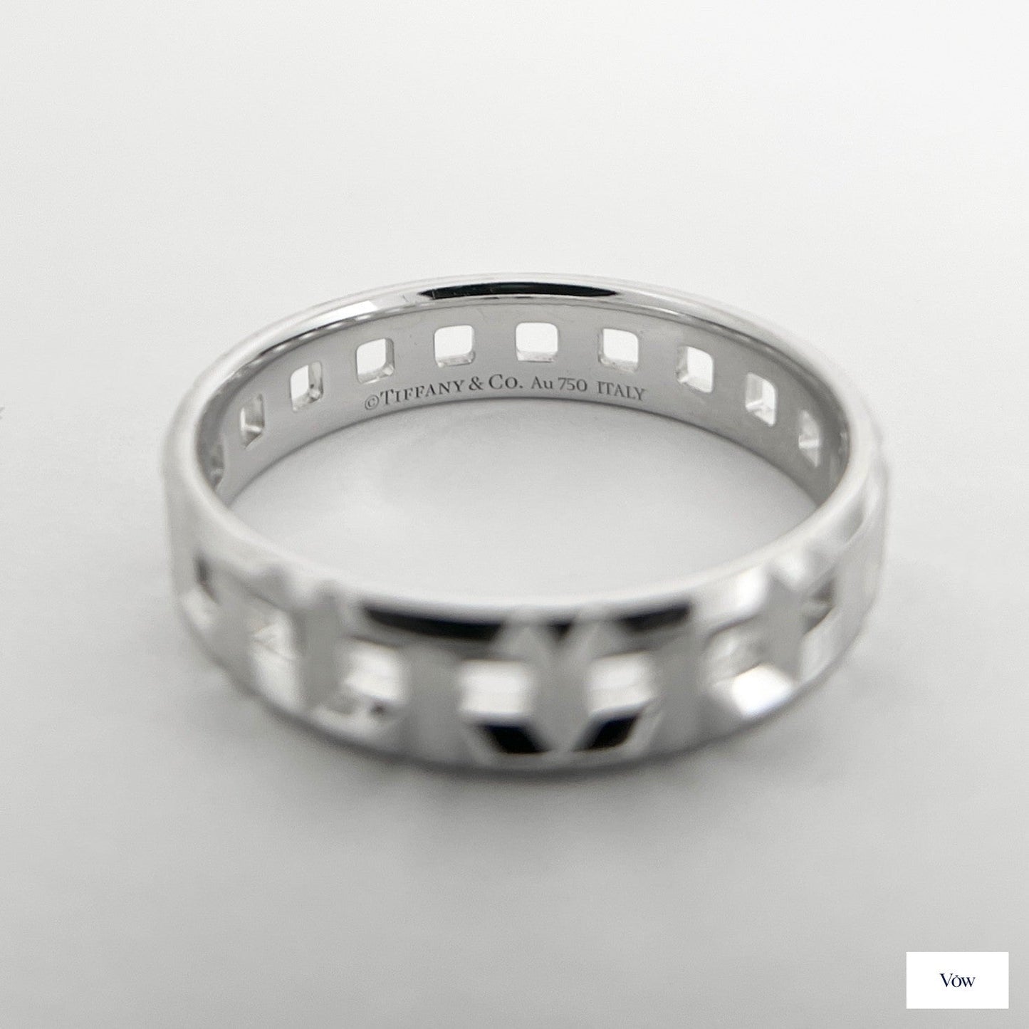 Tiffany & Co. True Wide Wedding Ring — 18K White Gold, Size 12.25 — Authentic Pre-Owned