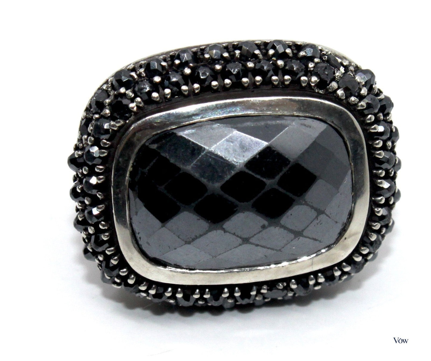 David Yurman Ostera Ring — Hematite & Black Diamond, Sterling Silver — Authentic Pre-Owned
