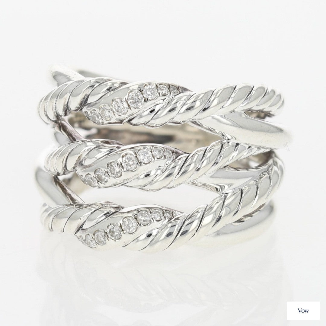 David Yurman Continuance — 0.19ct Round Diamond Pavé Ring, Sterling Silver — Authentic Pre-Owned