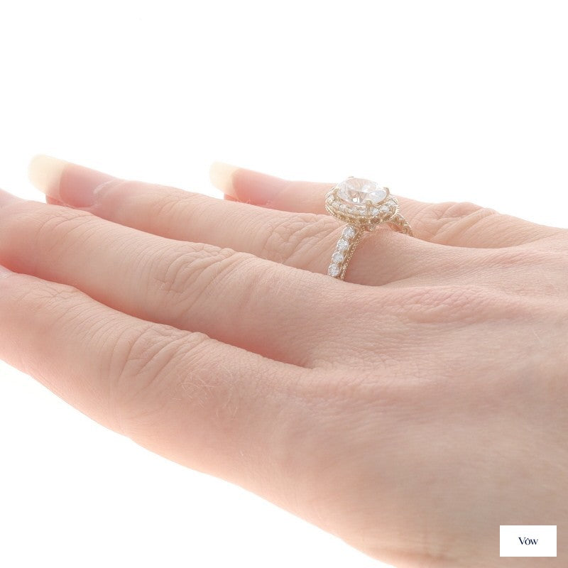 Verragio Semi-Mount Halo — 0.60ct Oval, 14k Yellow Gold — Authentic Pre-Owned