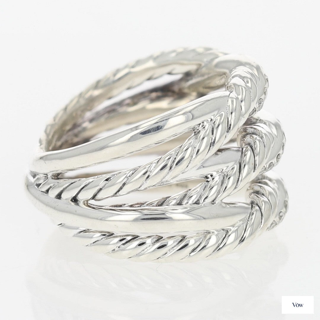 David Yurman Continuance — 0.19ct Round Diamond Pavé Ring, Sterling Silver — Authentic Pre-Owned