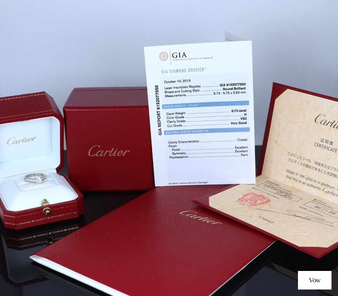 Cartier 1895 Platinum Diamond Ring — 0.73ct Round — Authentic Pre-Owned