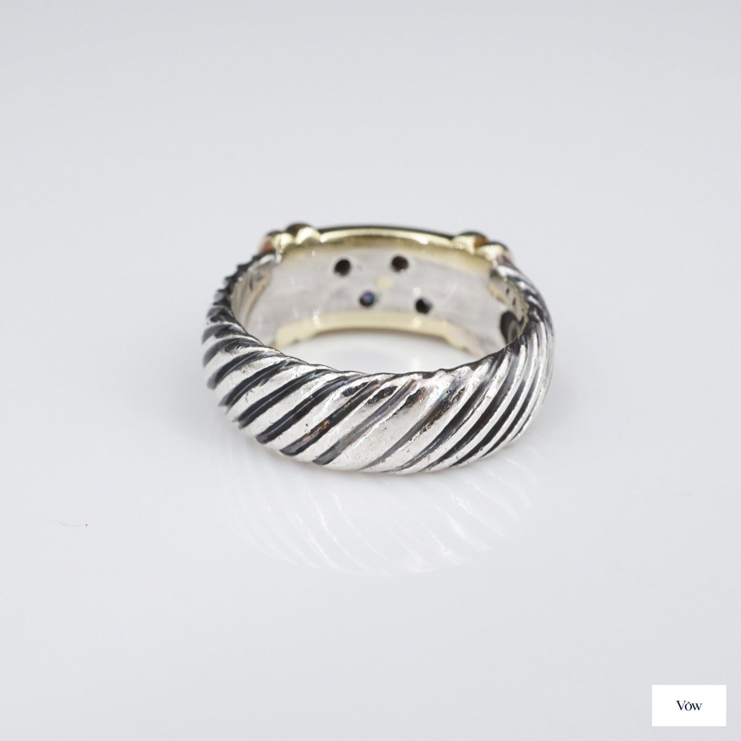 David Yurman Metro Ring — Natural Diamonds, 14k Yellow Gold & Sterling Silver — Authentic Pre-Owned