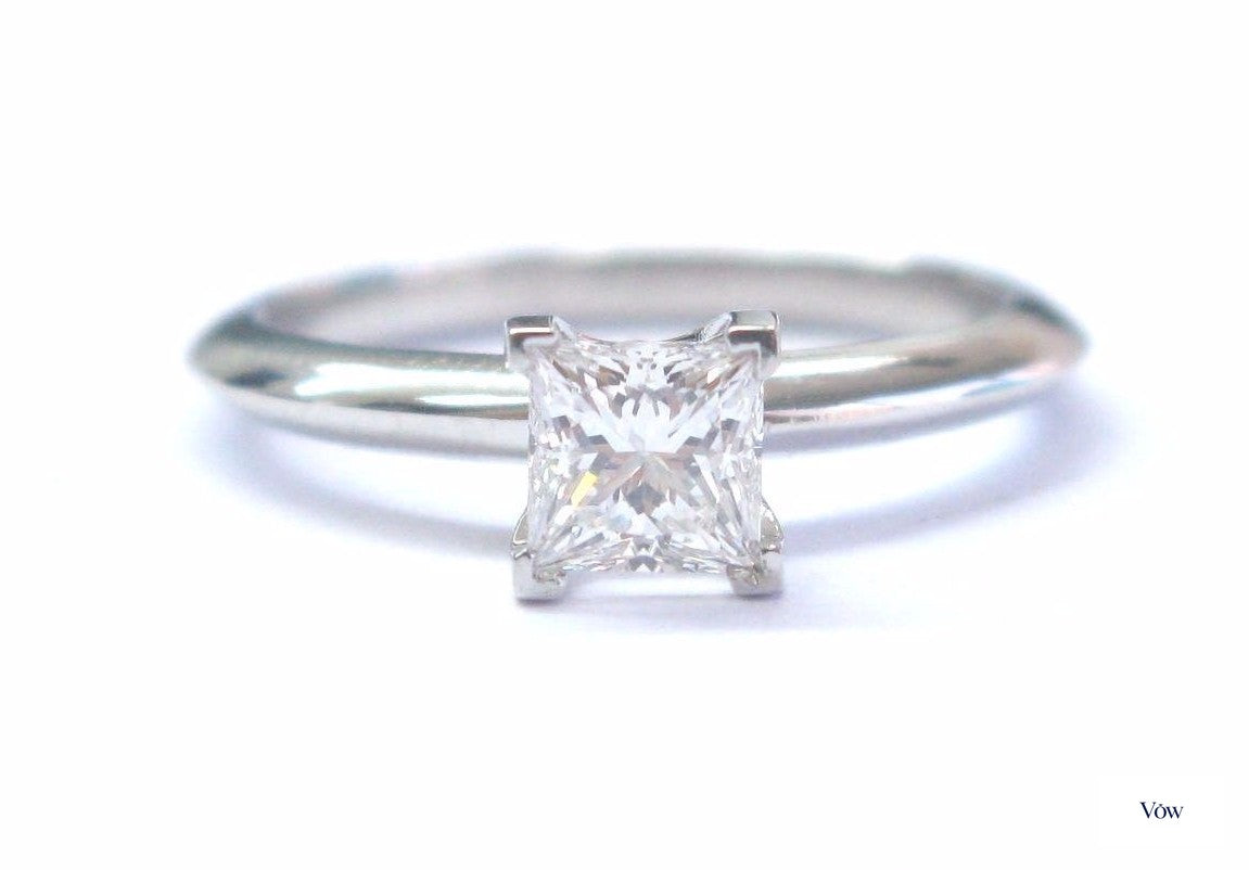Tiffany & Co. Princess Cut Diamond Solitaire — 0.55ct, Platinum — Authentic Pre-Owned