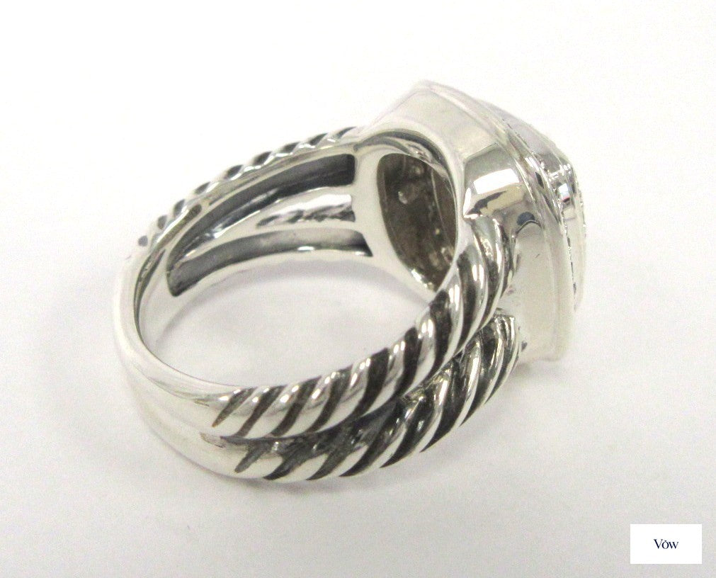 David Yurman Diamond Split Shank Ring — Sterling Silver — Authentic Pre-Owned