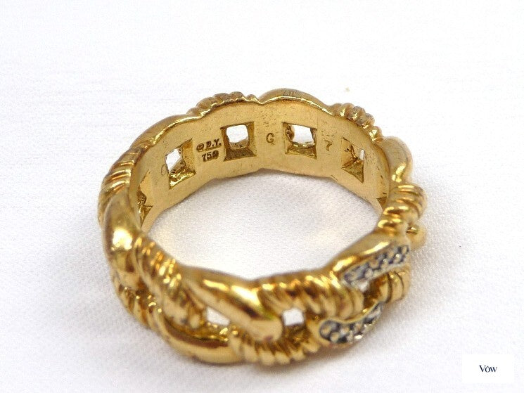 David Yurman Diamond Ring — Yellow Gold, Size 7 — Authentic Pre-Owned