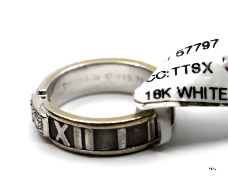 Tiffany & Co. Atlas Diamond Band — 0.18ct, 18k White Gold — Authentic Pre-Owned