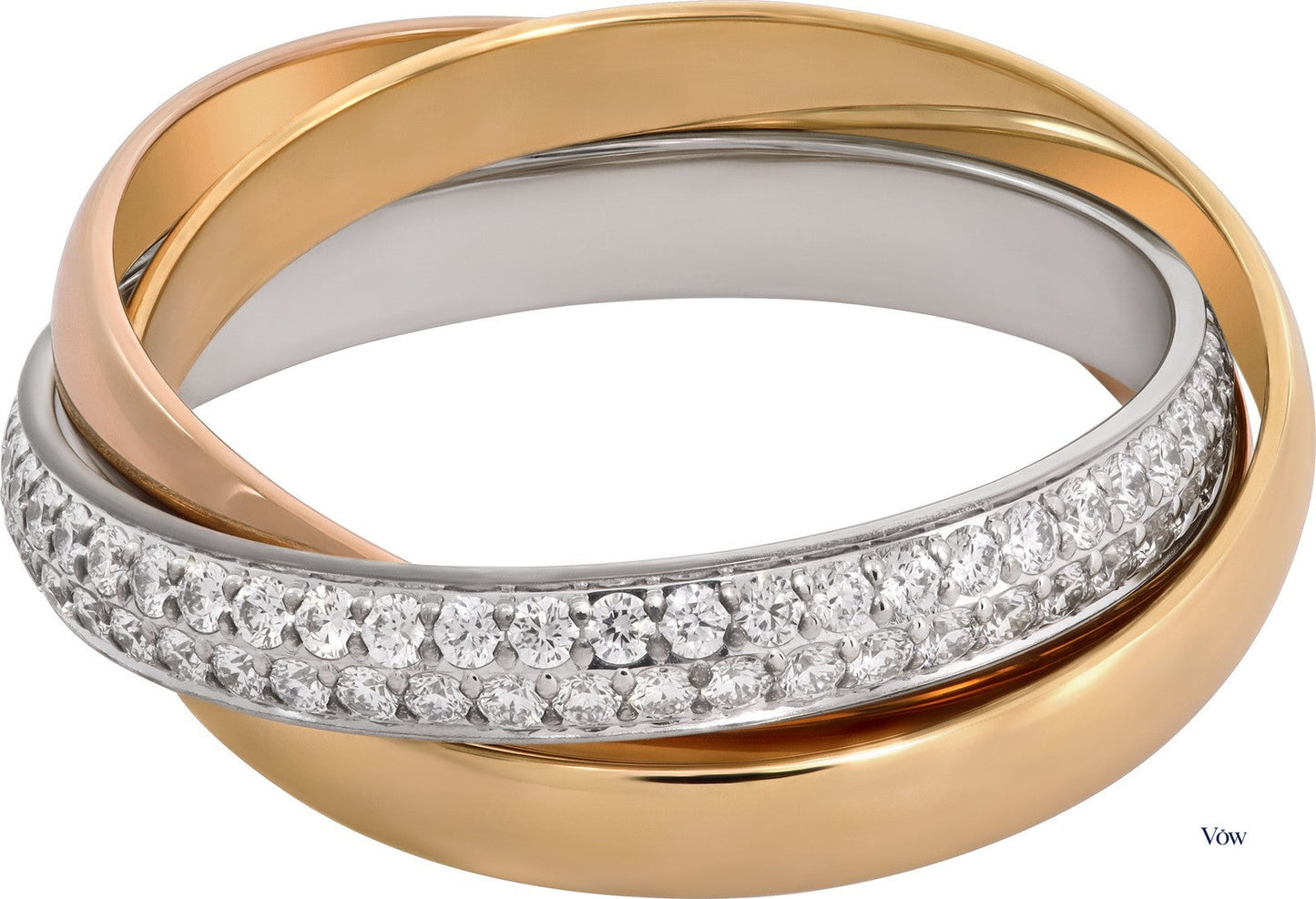 Cartier Trinity Ring — 18k Gold Diamond Pavé, Size 5.5 — Authentic Pre-Owned