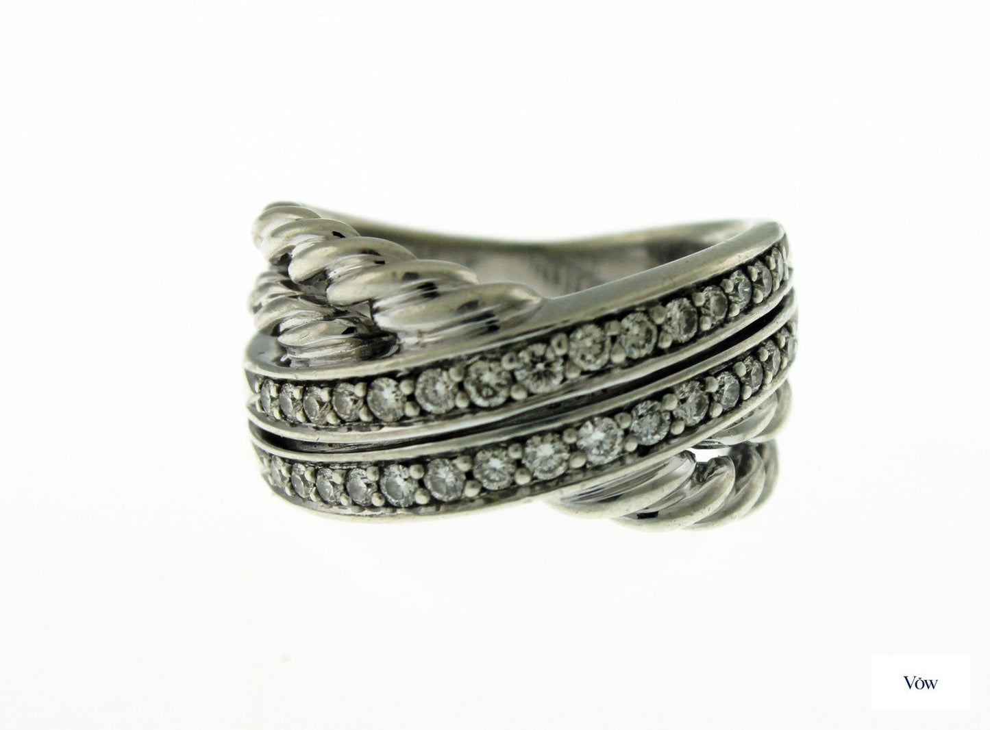 David Yurman Crossover Diamond Ring — Sterling Silver, Size 6.25 — Authentic Pre-Owned
