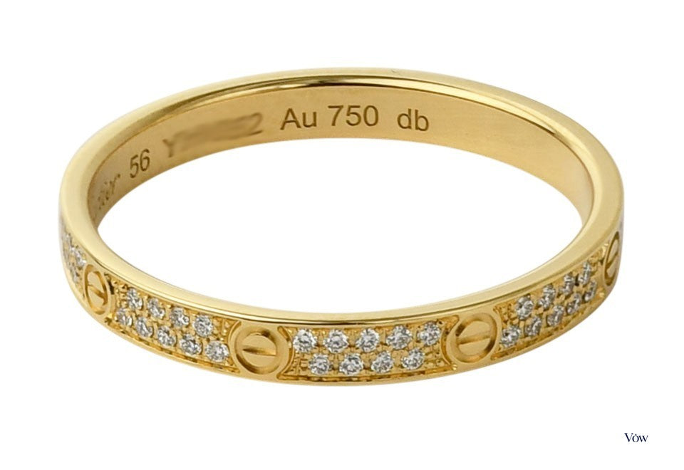 Cartier Love Ring — 0.19ct Pave Diamonds, 18k Yellow Gold — Authentic Pre-Owned