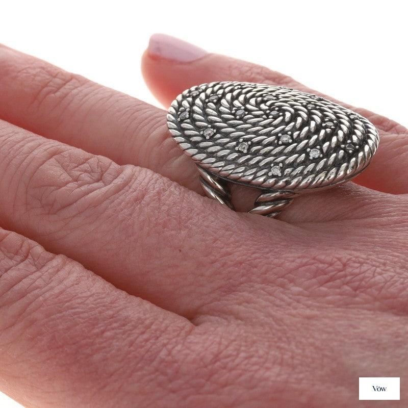 David Yurman Midnight Melange Cable Coil — 0.28ct Diamond, Sterling Silver — Authentic Pre-Owned