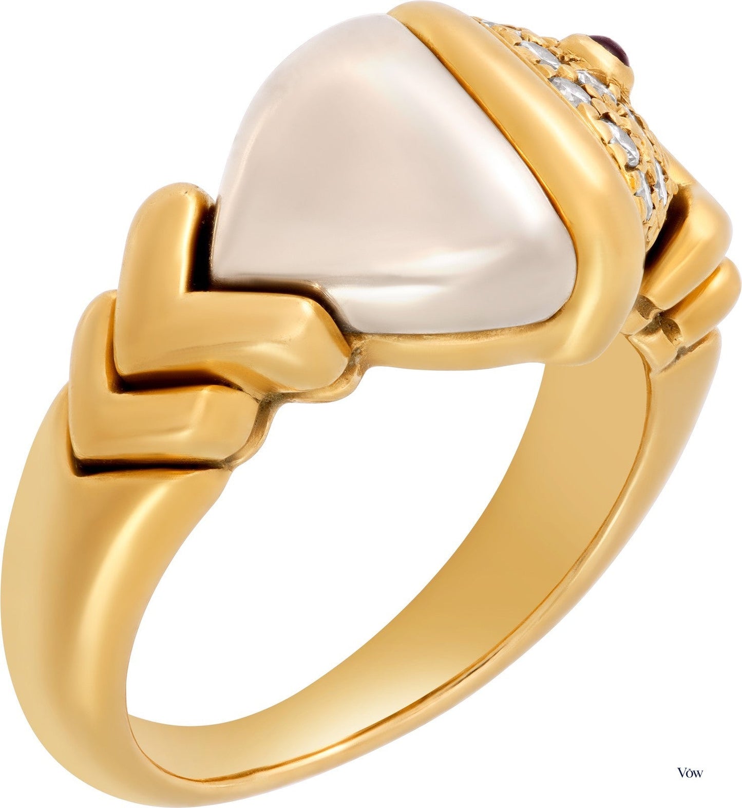Bulgari Naturalia Fish Ring — 0.25ct Diamond, 18k Gold — Authentic Pre-Owned