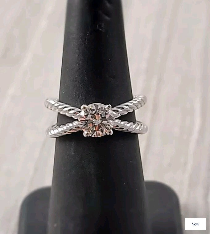 David Yurman Crossover Cable — 1.00ct Round Diamond Platinum Ring — Authentic Pre-Owned