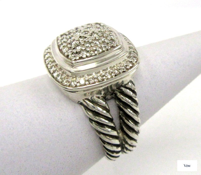 David Yurman Diamond Split Shank Ring — Sterling Silver — Authentic Pre-Owned