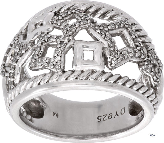 David Yurman Quatrefoil Diamond Ring — Sterling Silver — Authentic Pre-Owned