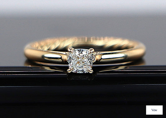 David Yurman Eden — 0.40ct Cushion Diamond, 18k Yellow Gold — Authentic Pre-Owned