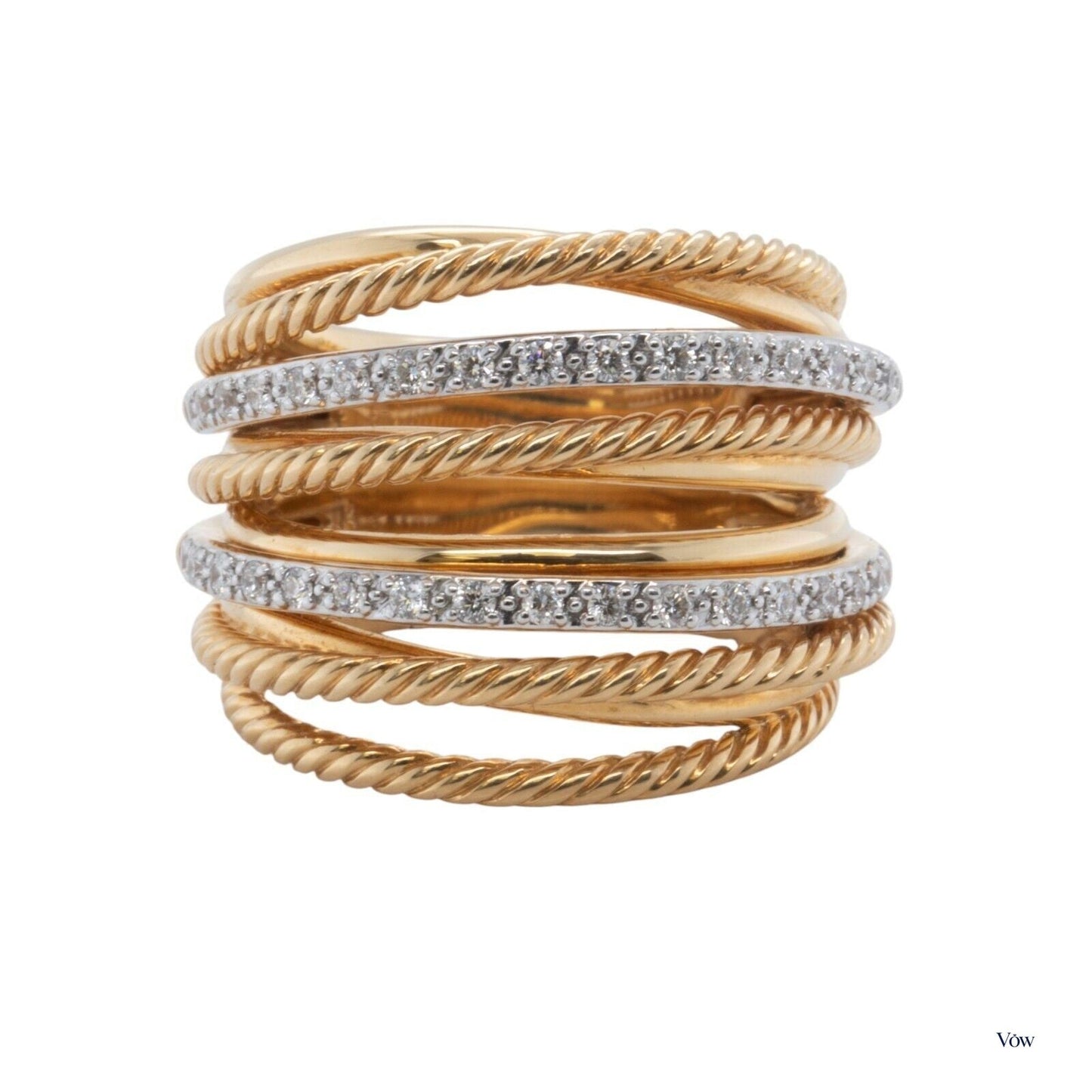 David Yurman Double Diamond Crossover — 0.33ct, 18k Yellow Gold — Authentic Pre-Owned