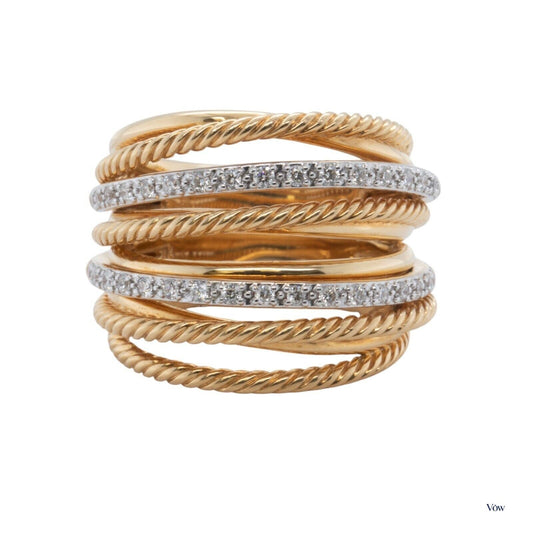 David Yurman Double Diamond Crossover — 0.33ct, 18k Yellow Gold — Authentic Pre-Owned