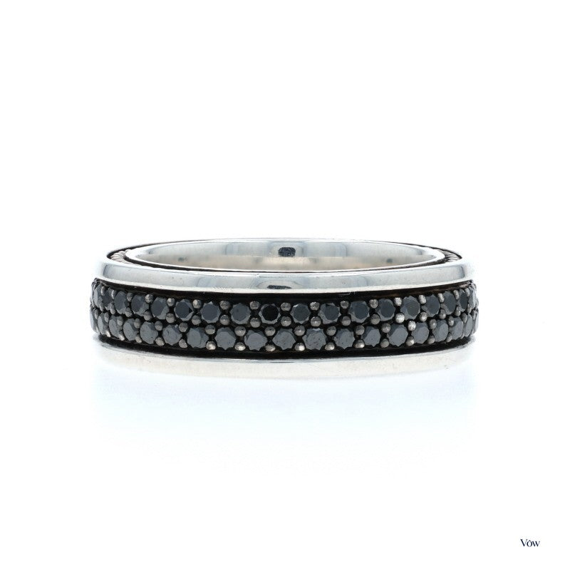 David Yurman Streamline Two Row — 1.40ct Black Diamond Men's Band, Sterling Silver — Authentic Pre-Owned