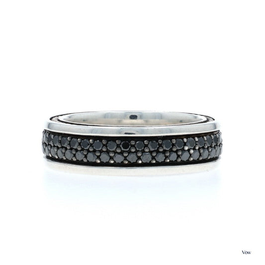 David Yurman Streamline Two Row — 1.40ct Black Diamond Men's Band, Sterling Silver — Authentic Pre-Owned