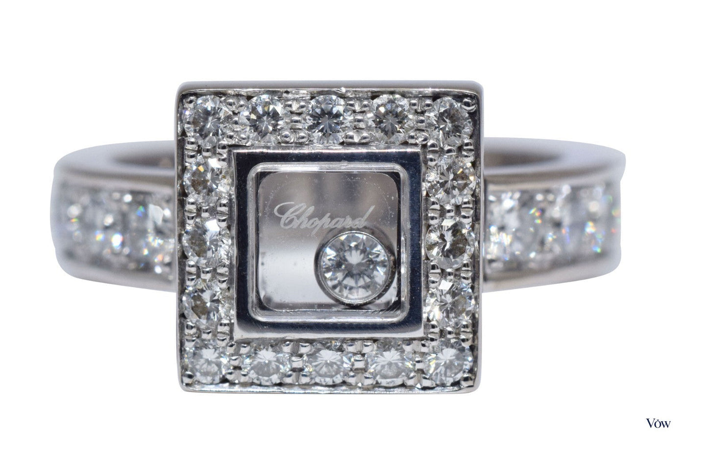 Chopard Happy Diamonds Square — 0.82ct, 18K White Gold — Authentic Pre-Owned