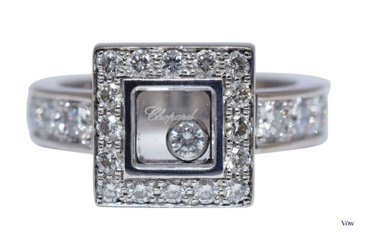 Chopard Happy Diamonds Square — 0.82ct, 18K White Gold — Authentic Pre-Owned