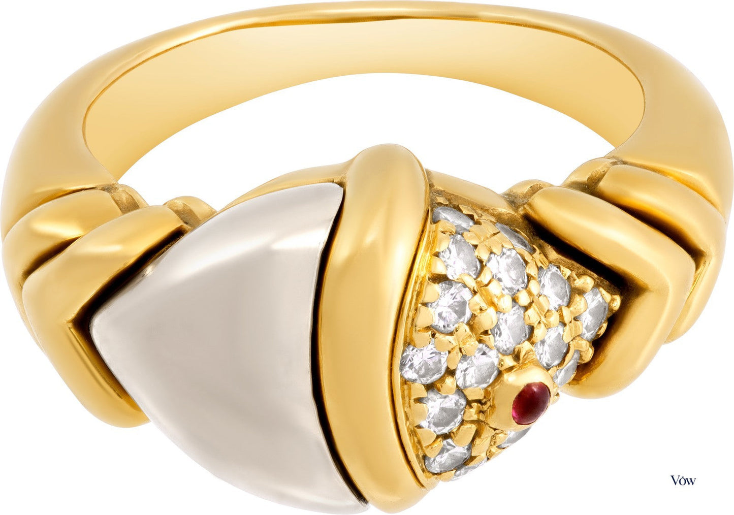 Bulgari Naturalia Fish Ring — 0.25ct Diamond, 18k Gold — Authentic Pre-Owned