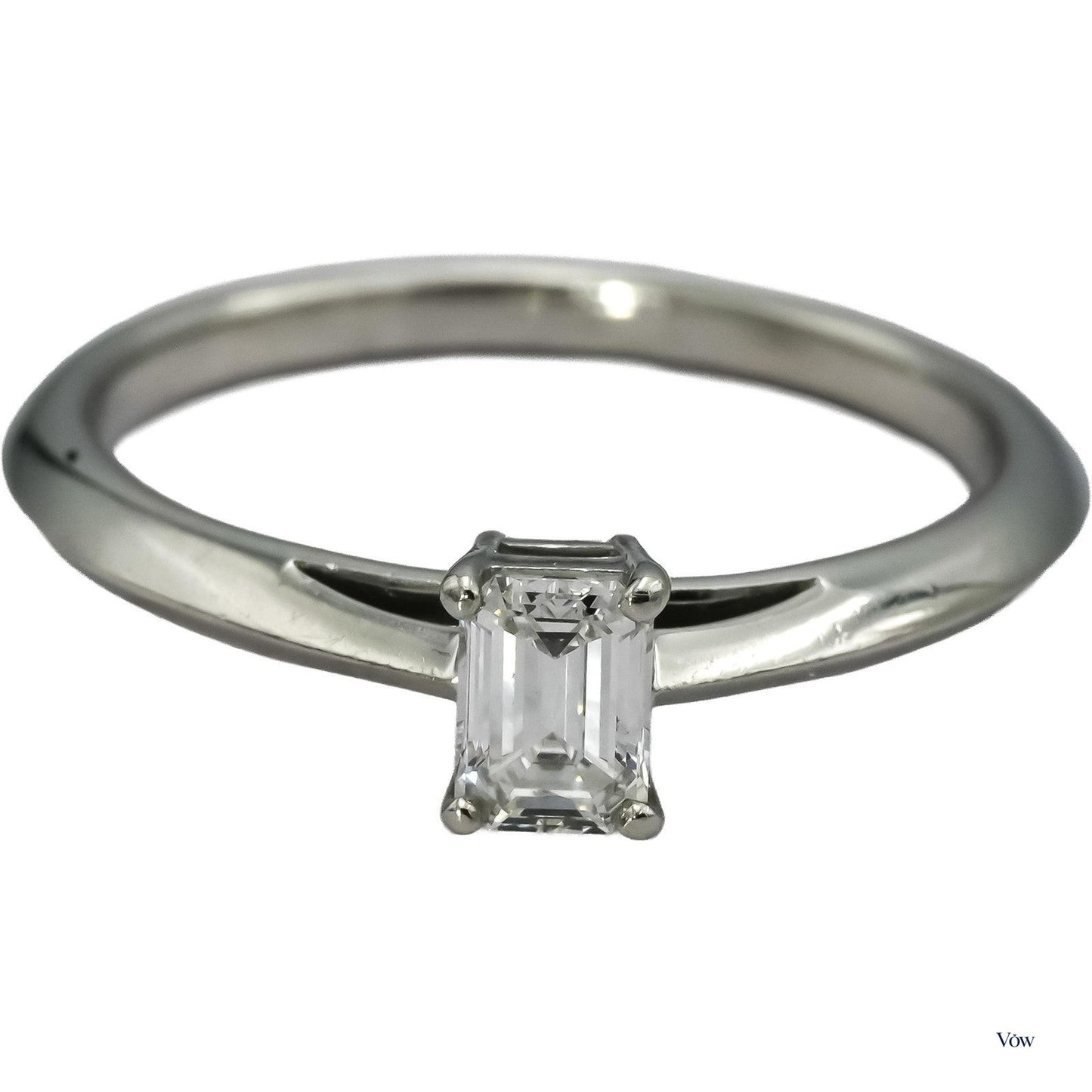 Tiffany & Co. Emerald Cut Diamond Solitaire — 0.35ct, Platinum — Authentic Pre-Owned