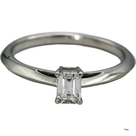Tiffany & Co. Emerald Cut Diamond Solitaire — 0.35ct, Platinum — Authentic Pre-Owned