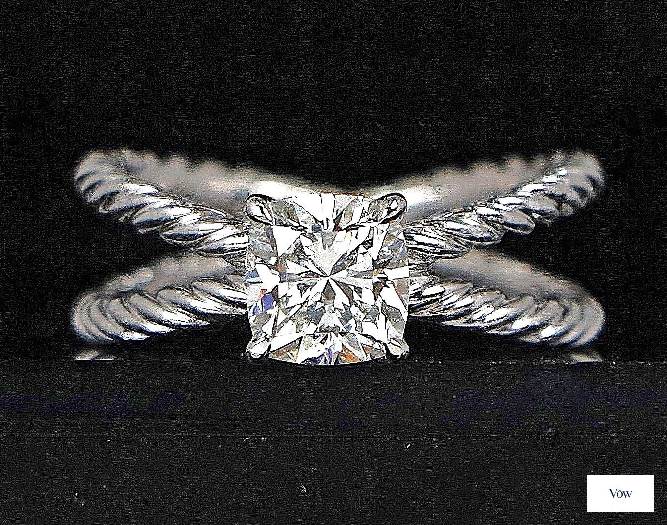 David Yurman Crossover Platinum Ring — 1.10ct Cushion Diamond — Authentic Pre-Owned