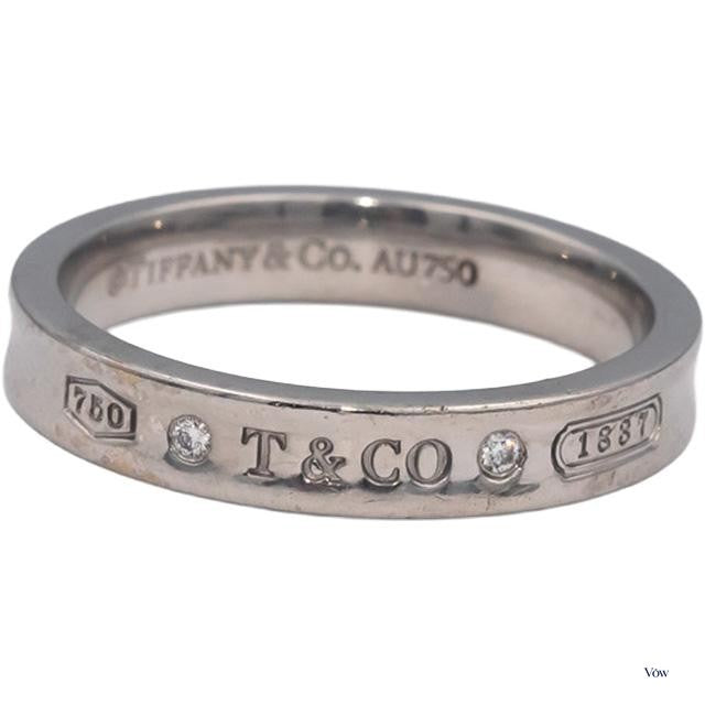 Tiffany & Co. 1837 Band Ring — 0.03ct Round Diamond, 18k White Gold — Authentic Pre-Owned