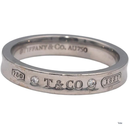 Tiffany & Co. 1837 Band Ring — 0.03ct Round Diamond, 18k White Gold — Authentic Pre-Owned