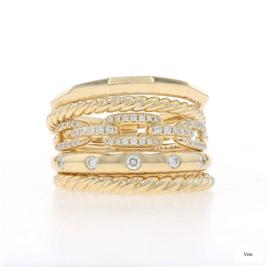 David Yurman Stax Diamond Band — 0.25ct Round, 18k Yellow Gold — Authentic Pre-Owned