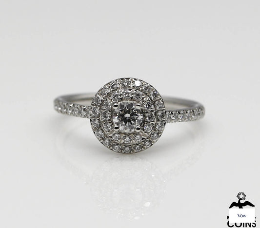 Tiffany & Co. Diamond Halo Engagement Ring — 0.46ct, Platinum — Authentic Pre-Owned