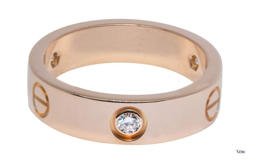 Cartier Love Ring — 0.22ct Diamonds, 18k Rose Gold — Authentic Pre-Owned