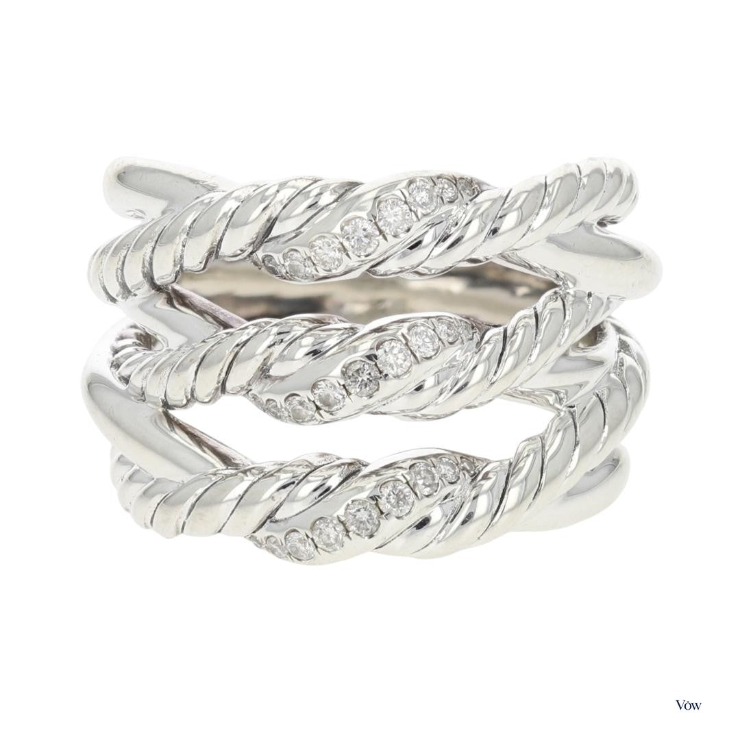 David Yurman Continuance — 0.19ct Round Diamond Pavé Ring, Sterling Silver — Authentic Pre-Owned