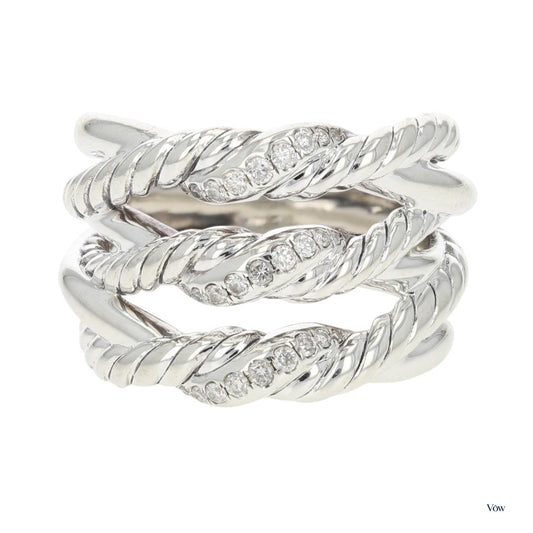 David Yurman Continuance — 0.19ct Round Diamond Pavé Ring, Sterling Silver — Authentic Pre-Owned