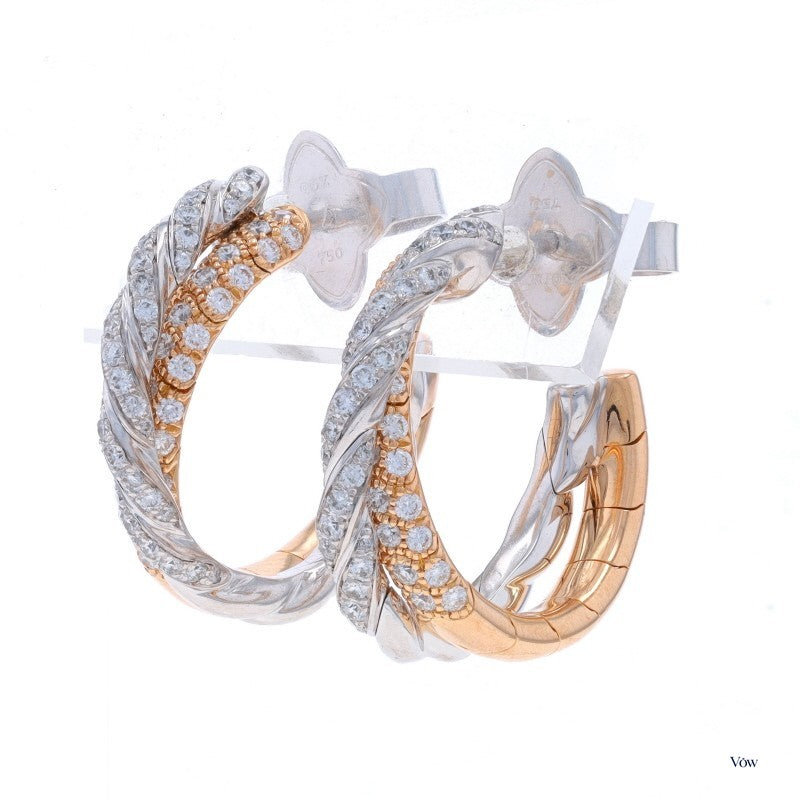 David Yurman Pavéflex Diamond Hoop Earrings — 1.00ct, 18k White Gold — Authentic Pre-Owned