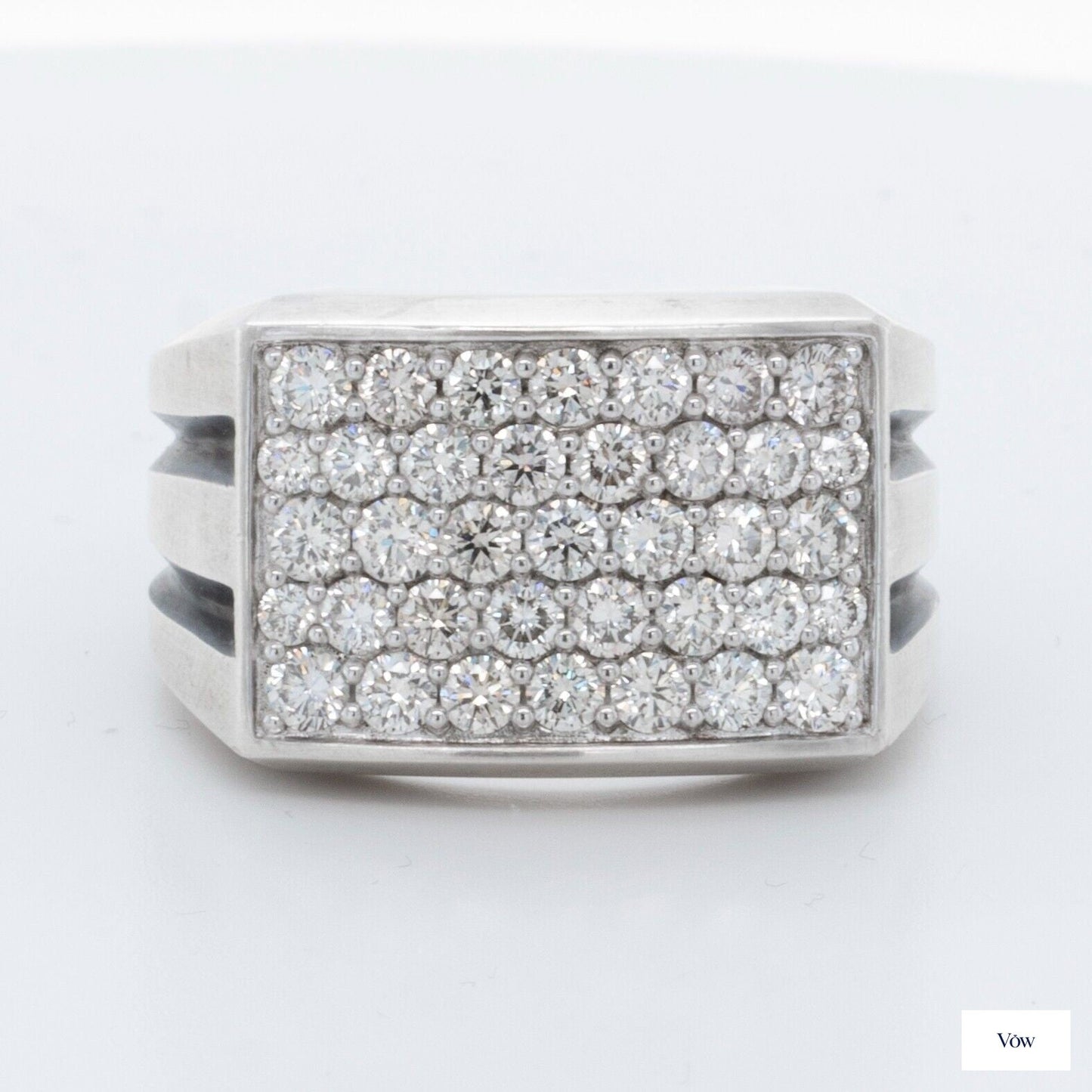 David Yurman Deco Beveled Signet — 2.05ct Pave Diamond, Sterling Silver — Authentic Pre-Owned